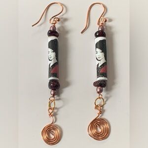 Artistic Copper and Black Dangle Earrings